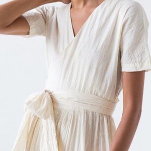 Caron Callahan Luca wrap dress in solid cream - M